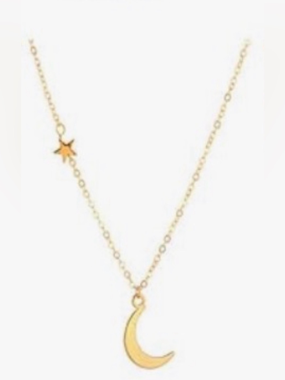 14K Gold plated Crescent Moon Pendant Necklace - Women Jewelry